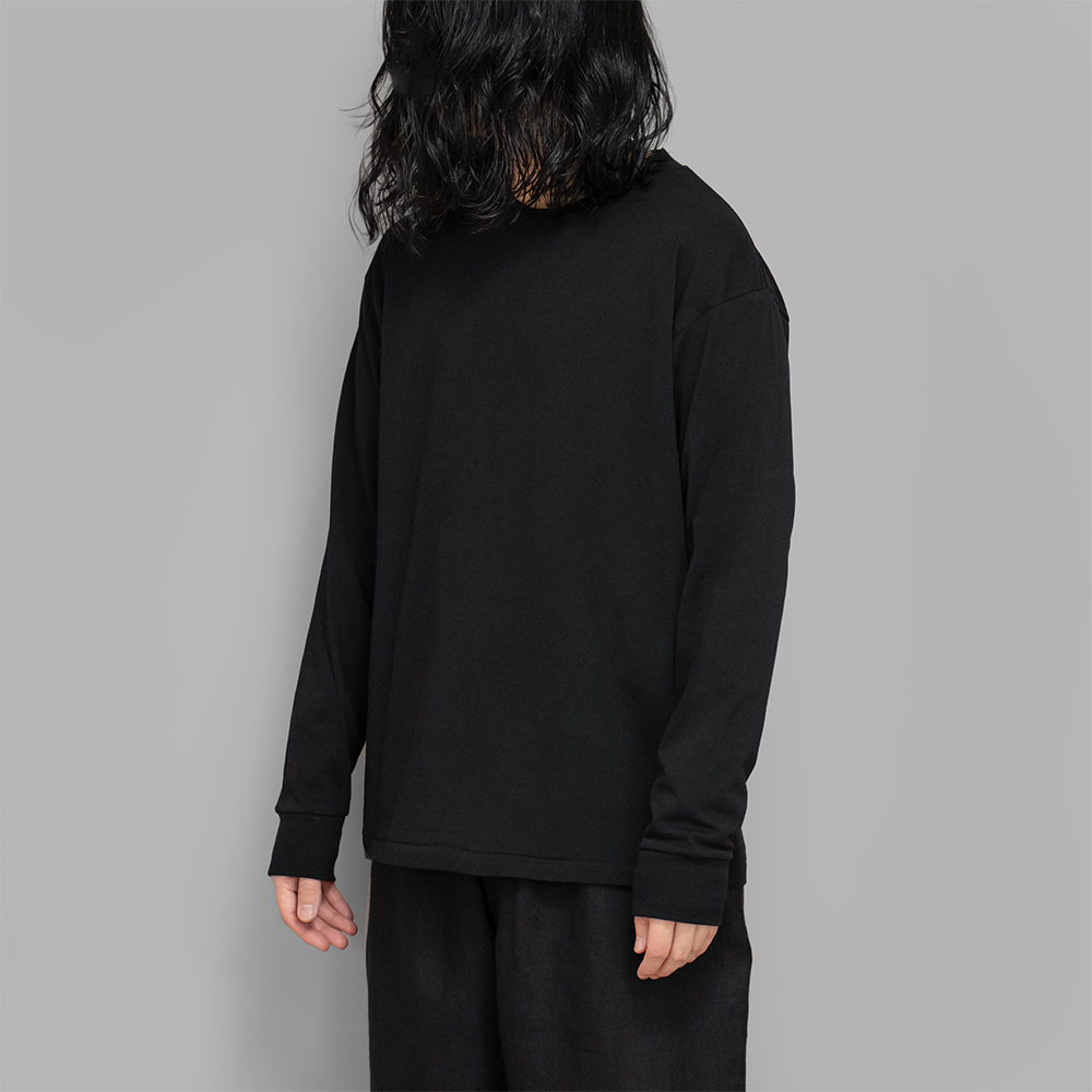 COMOLI / コットンジャージ ⻑袖Tシャツ (Black)
