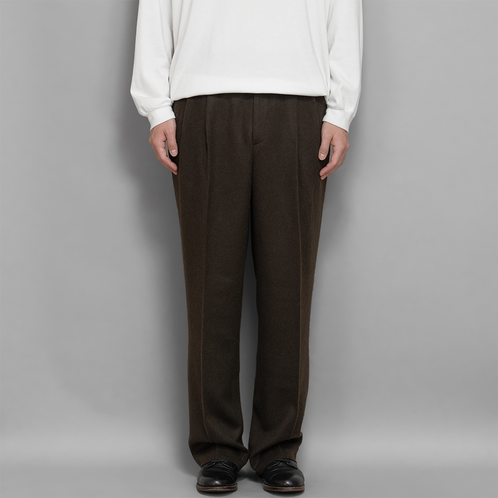 パンツ AURALEE BABY CAMEL FLANNEL SLACKS Auralee Baby Camel Flannel Slacks Dark Brown | Cultizm