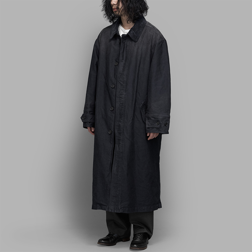 AURALEE / Garment-Dyed Organic Cotton Heavy Moleskin Coat (Faded Black)