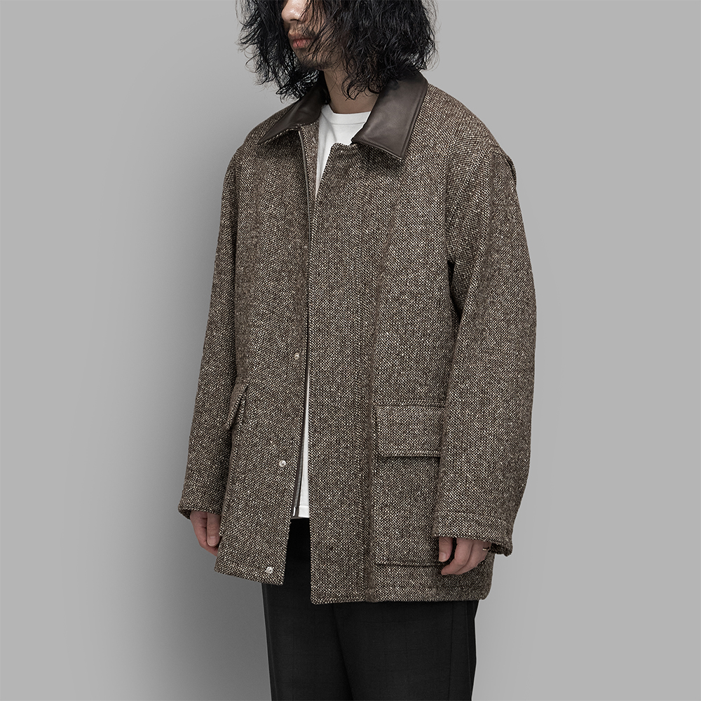 AURALEE / Homespun Tweed Zip Blouson (Mix Brown)