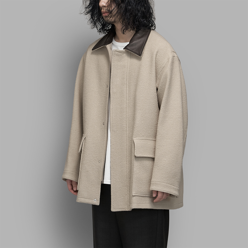 AURALEE / Homespun Tweed Zip Blouson (Ivory Beige)