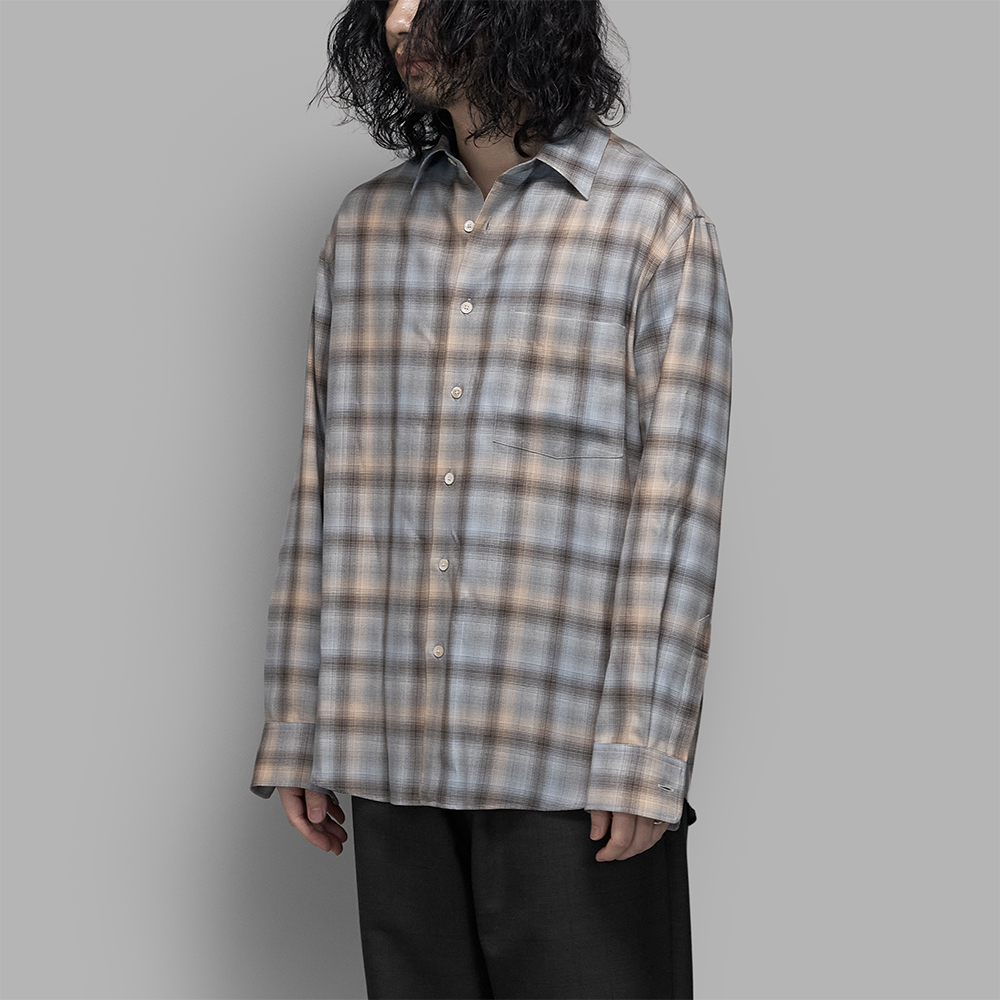 AURALEE / Super Light Wool Check Shirt (Blue Orange Check) | twelve