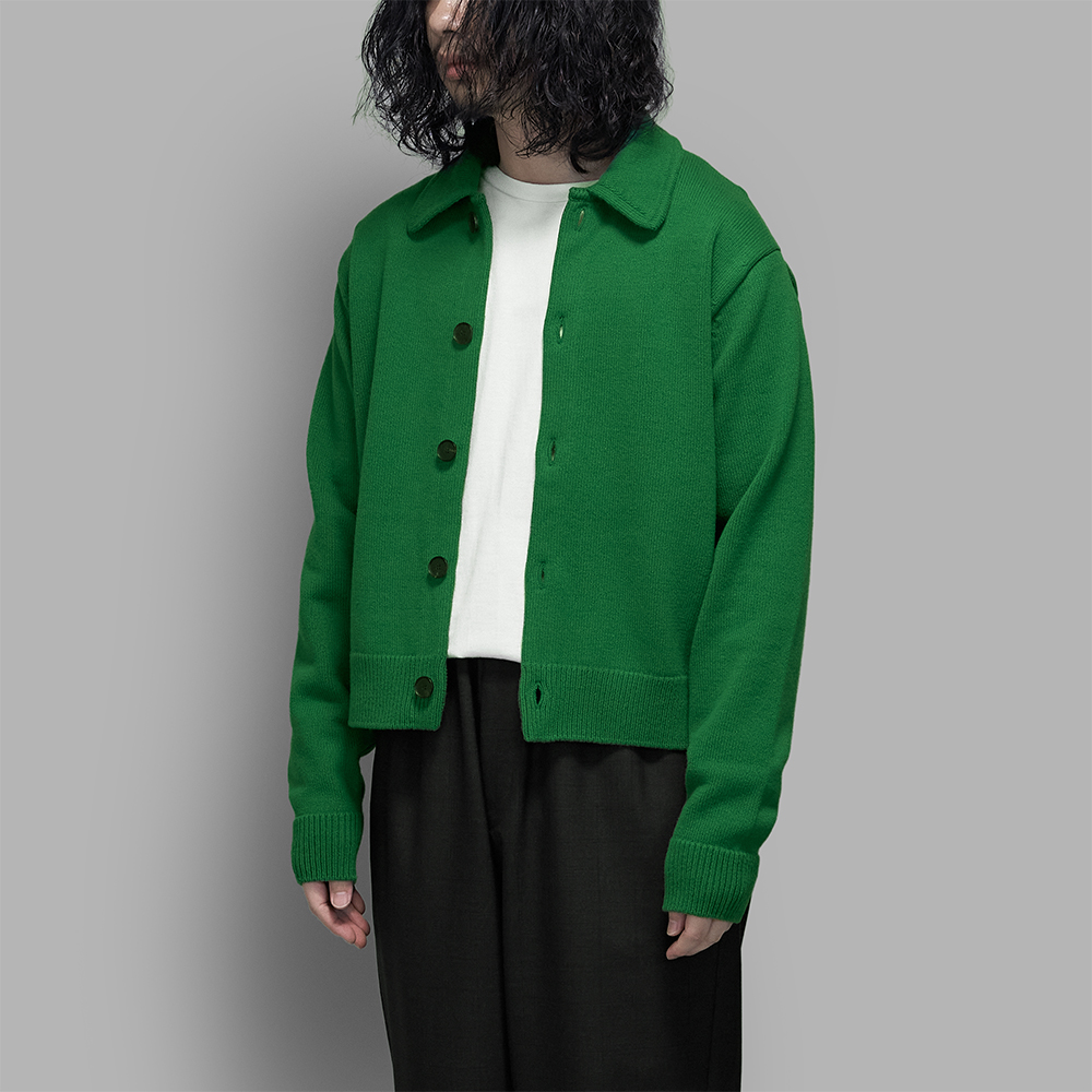AURALEE / Super Fine Wool Knit Shirt Cardigan (Green) | twelve