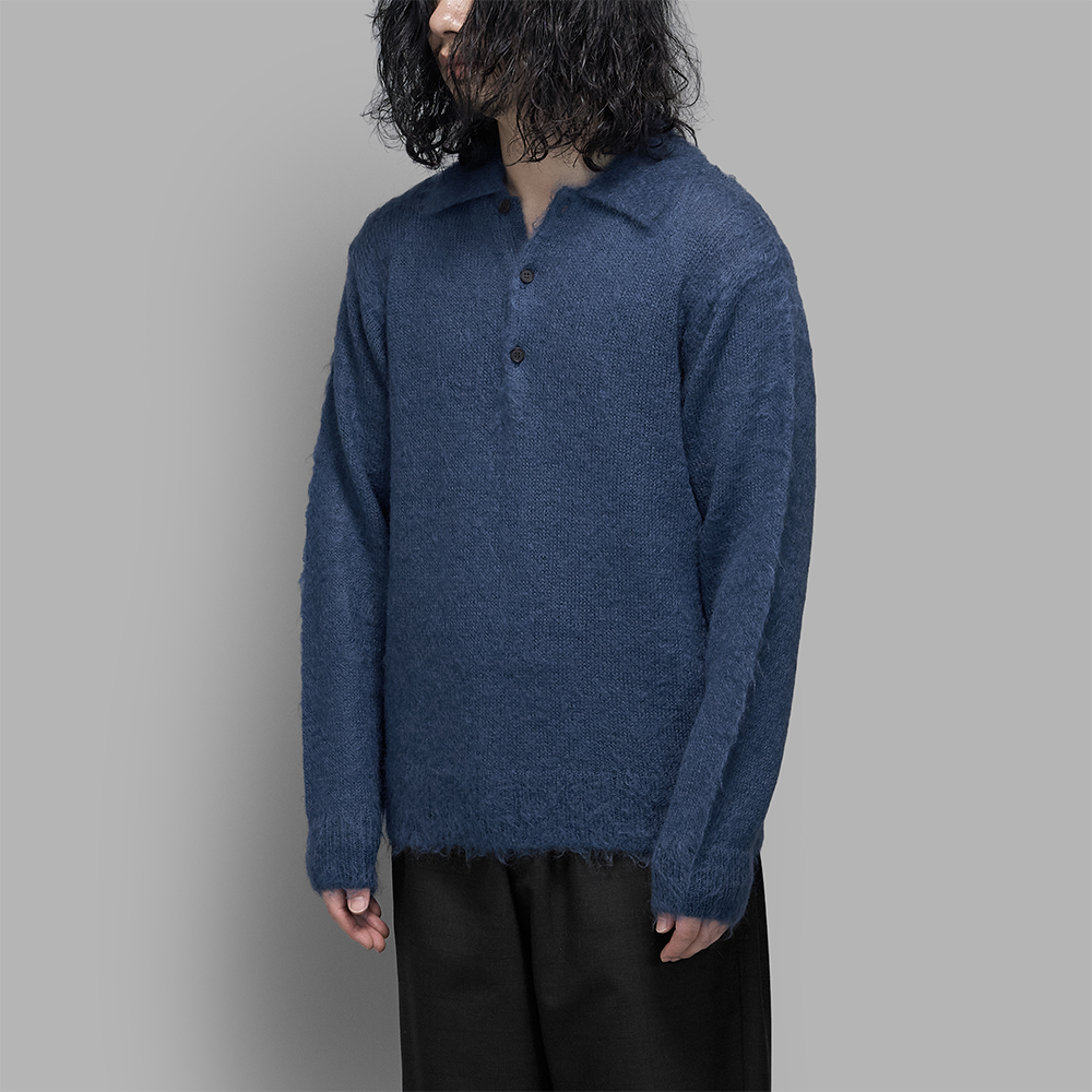 AURALEE / Brushed Super Kid Mohair Knit Polo (Light Navy)