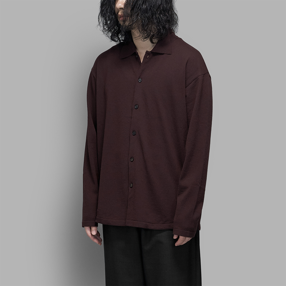 AURALEE / High Twist Wool Knit Shirt Cardigan (Red Brown)