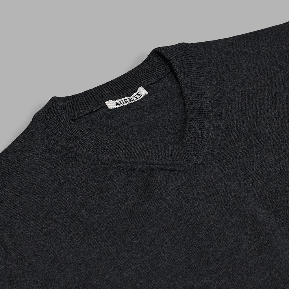 AURALEE / High Twist Wool Knit V-Neck P/O (Charcoal) | twelve