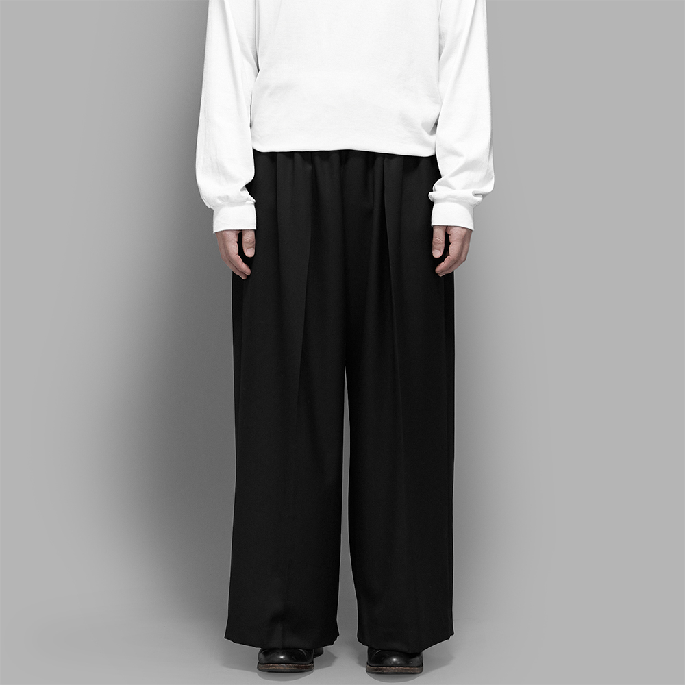 POSTELEGANT / Wool Twill Extra Wide Trouser (Black)