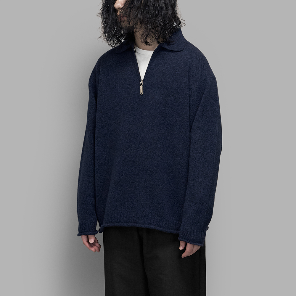 Olde H & Daughter / Wool / Cashmere Half Zip P/O (Mid Nite)