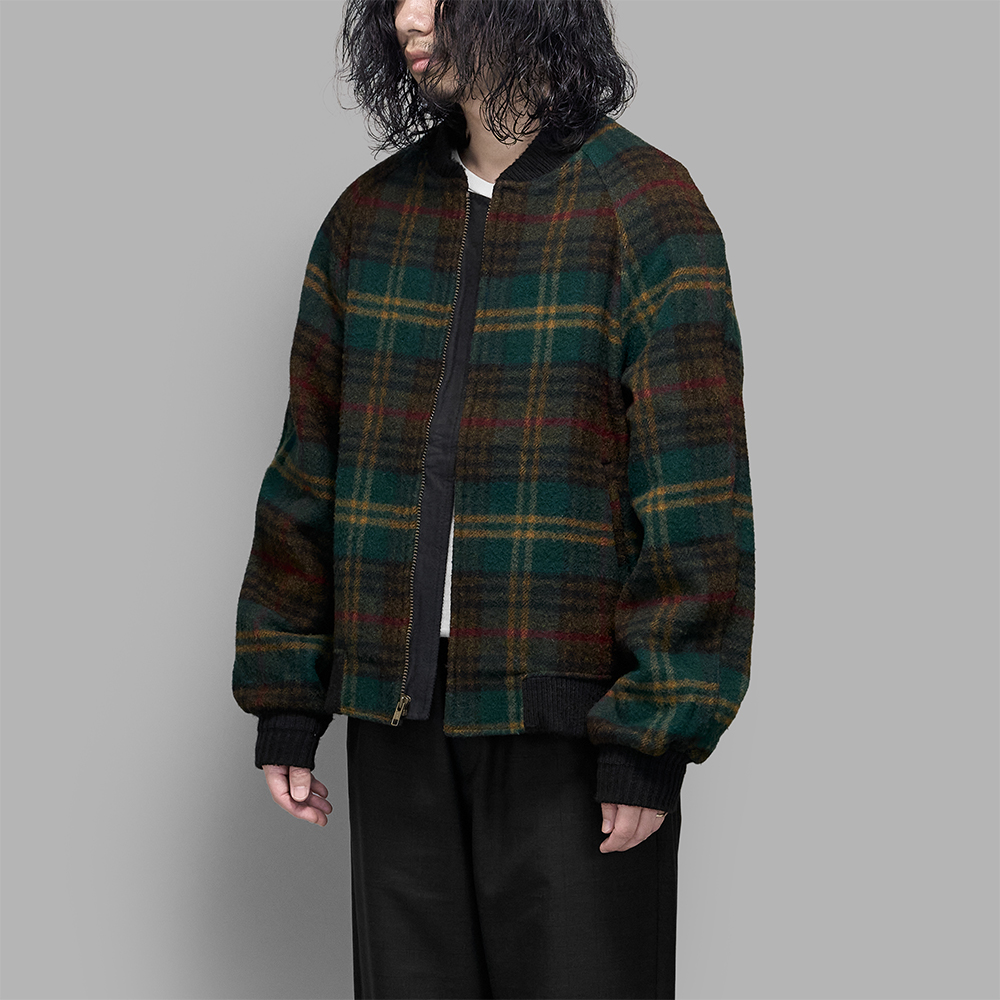 USED / Wool Check Zip Blouson