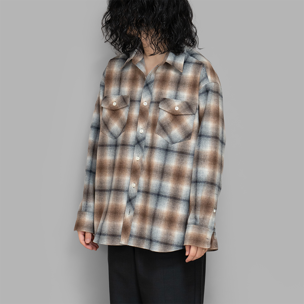 I am dork / Flap Pockets Shirts (Brown Check)