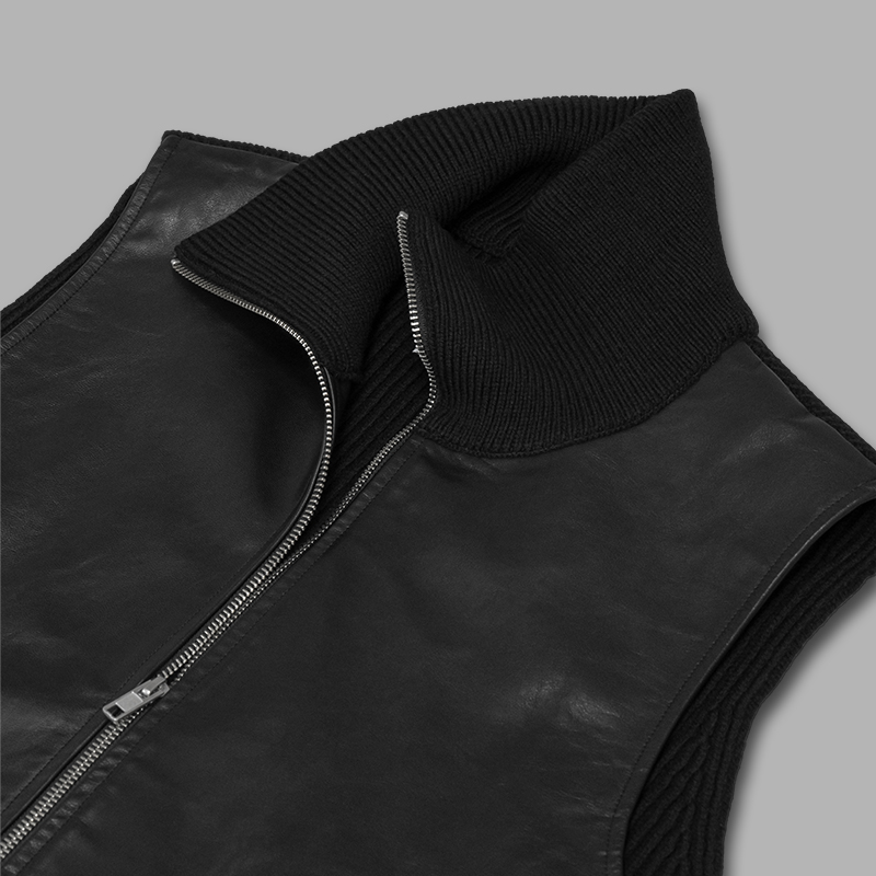 stein for twelve / Leather Combination Drivers Knit Zip Vest | twelve