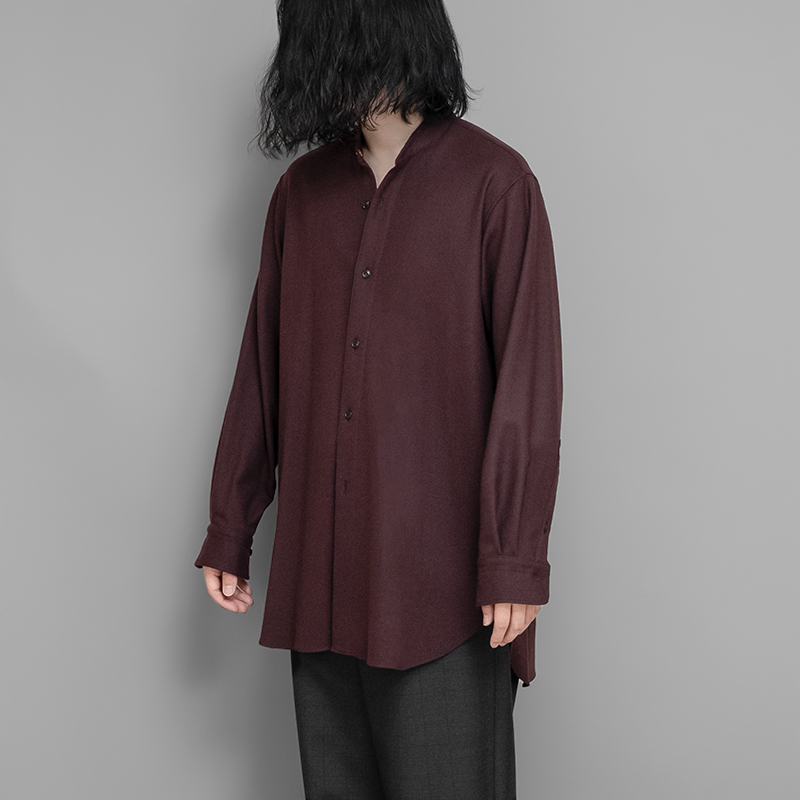 MAATEE&SONS / Wool Saxony Band Collar Shirts | twelve