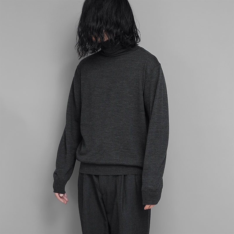 WIRROW / Turtle Neck Knit Pullover (Charcoal Gray)