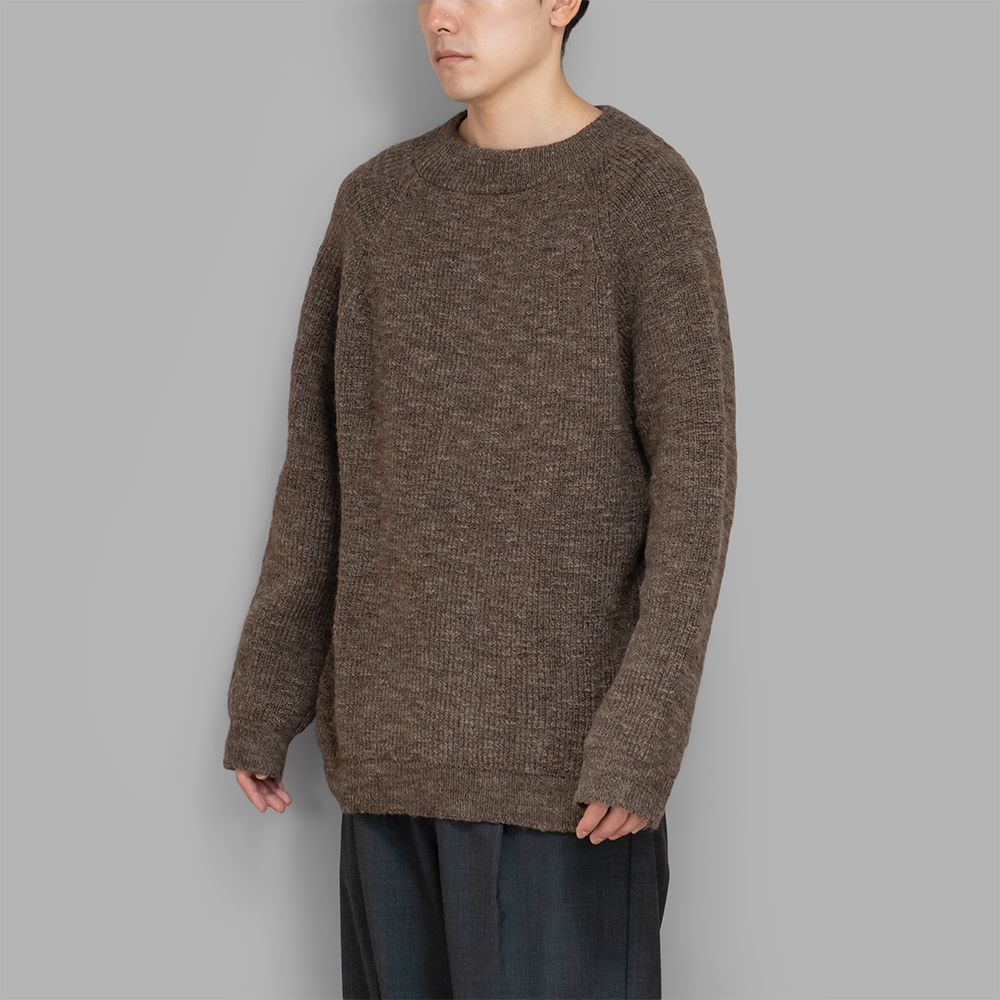 MITTAN / ウルグアイスラブNMウールセーター (茶杢)