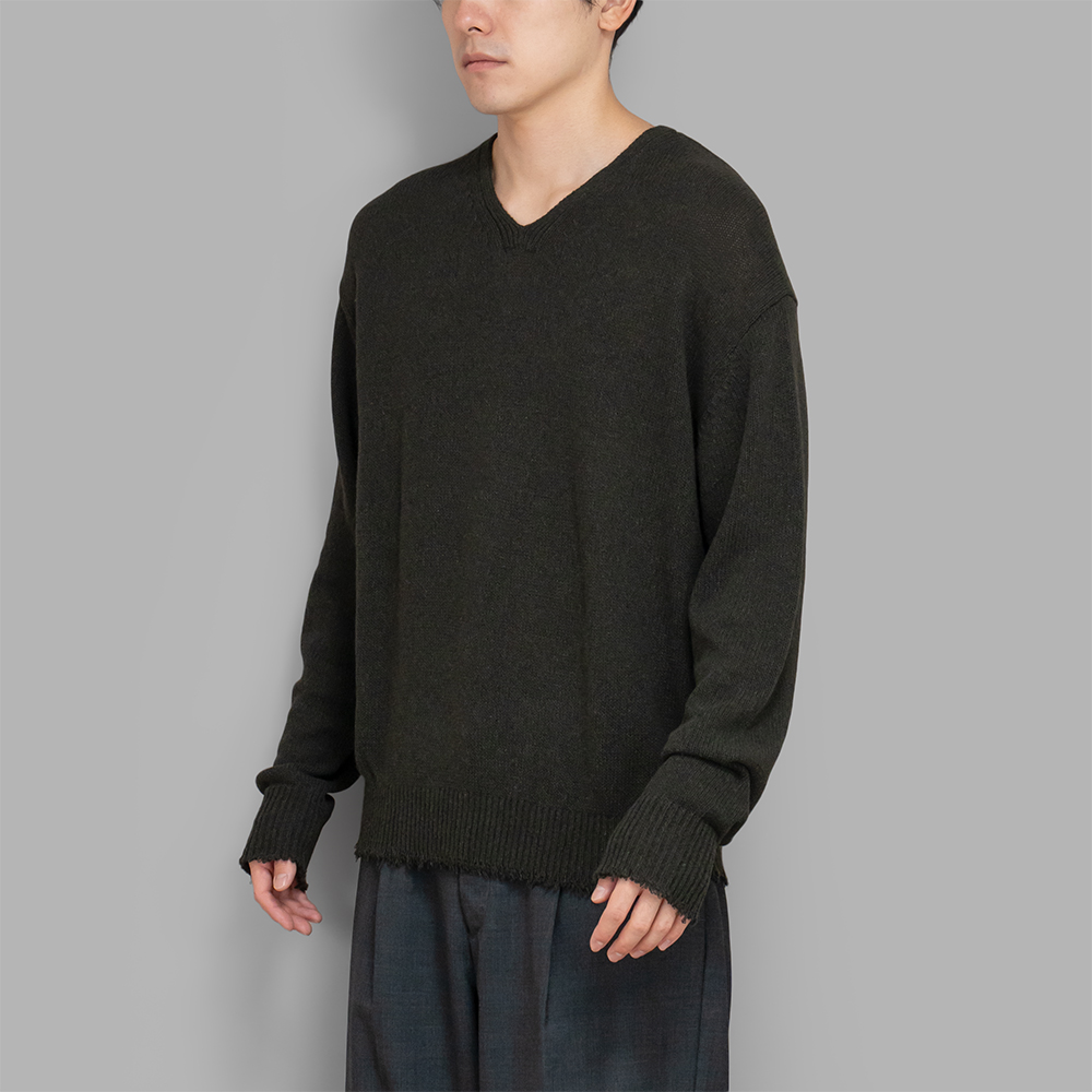 MAATEE&SONS / Ca/G/S Loose V Sweater (Deep Khaki)