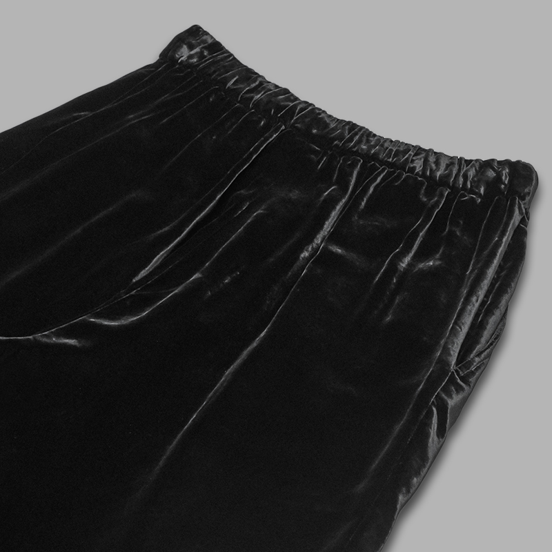 WIRROW velvet drawstring pants black-