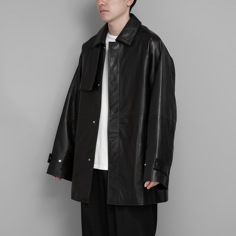 stein / Leather Half Coat (Black)