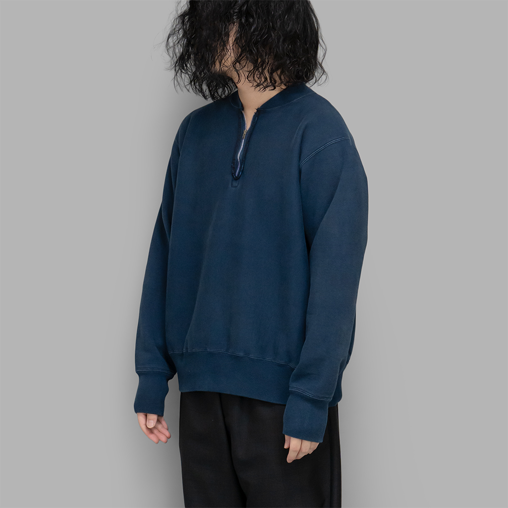 A.PRESSE / Vintage Half Zip Rib Collar Sweatshirt (Navy)