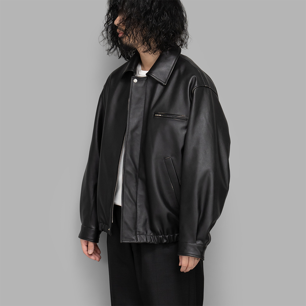 ssstein / Cow Leather Vintage Zip Jacket
