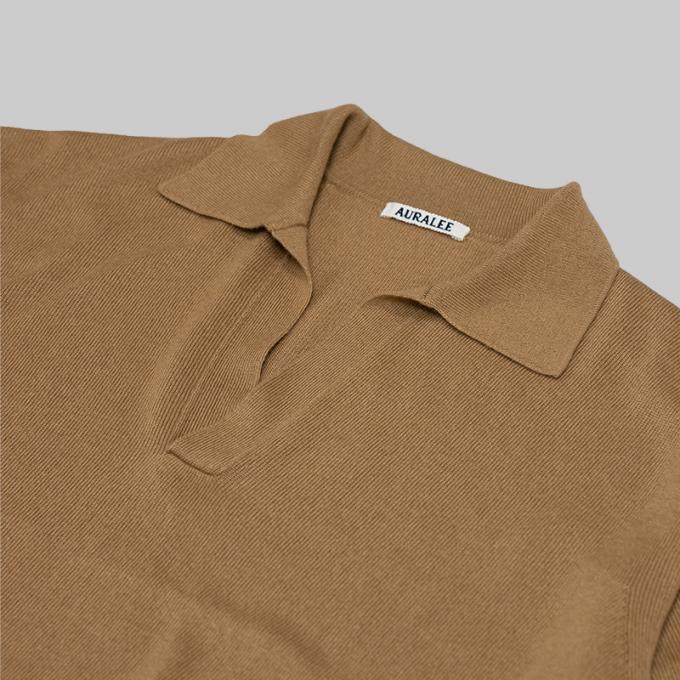 AURALEE / Super Fine Cashmere Silk Knit Skipper Polo (Camel) | twelve