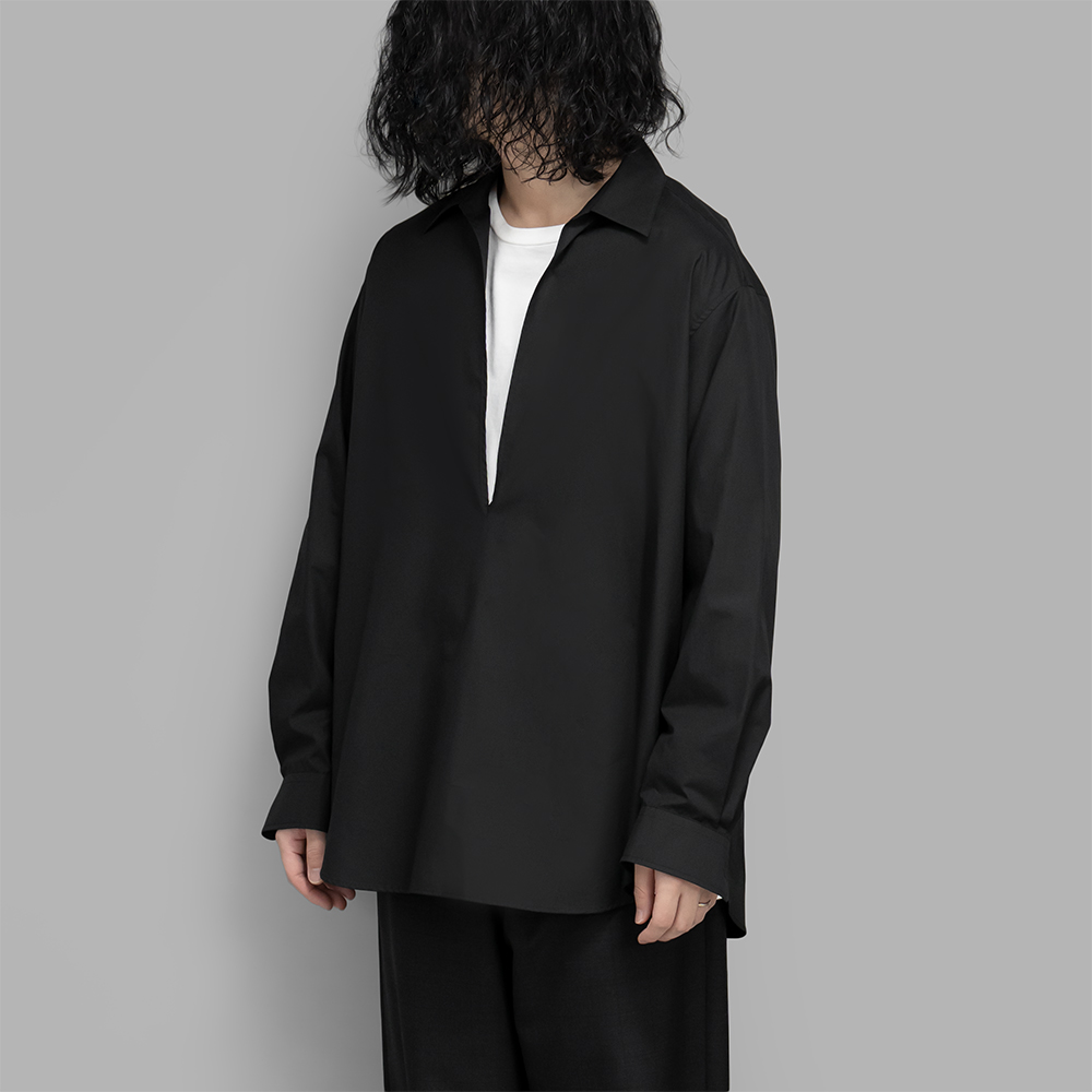 ssstein / Suvin Cotton Oversized Skipper Shirt (Black) | twelve