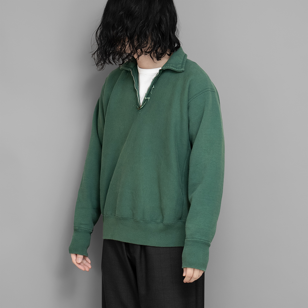 A.PRESSE / Vintage Half Zip Sweat Shirt (Green)