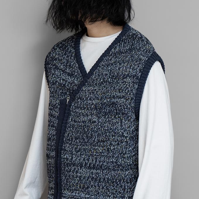 ENCOMING / Knitted Asymmetric Vest (Navy) | twelve