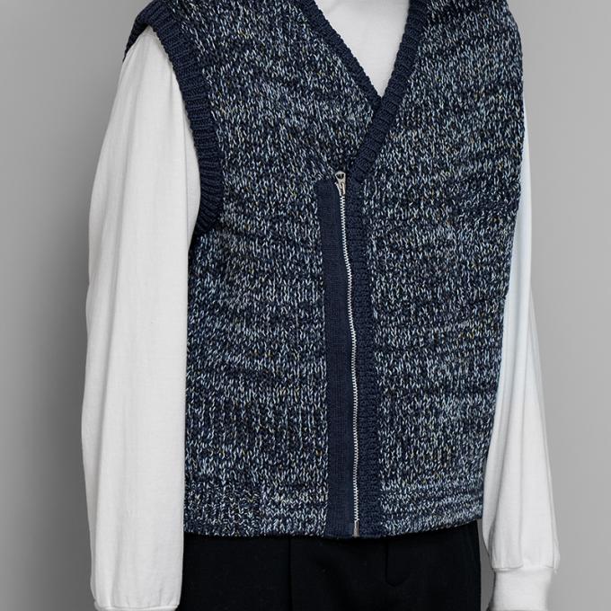 ENCOMING / Knitted Asymmetric Vest (Navy) | twelve