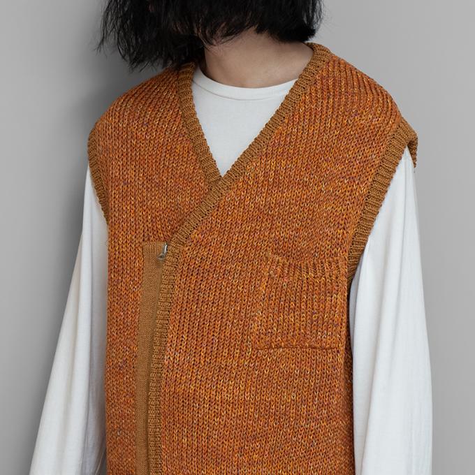 ENCOMING / Knitted Asymmetric Vest (Orange) | twelve