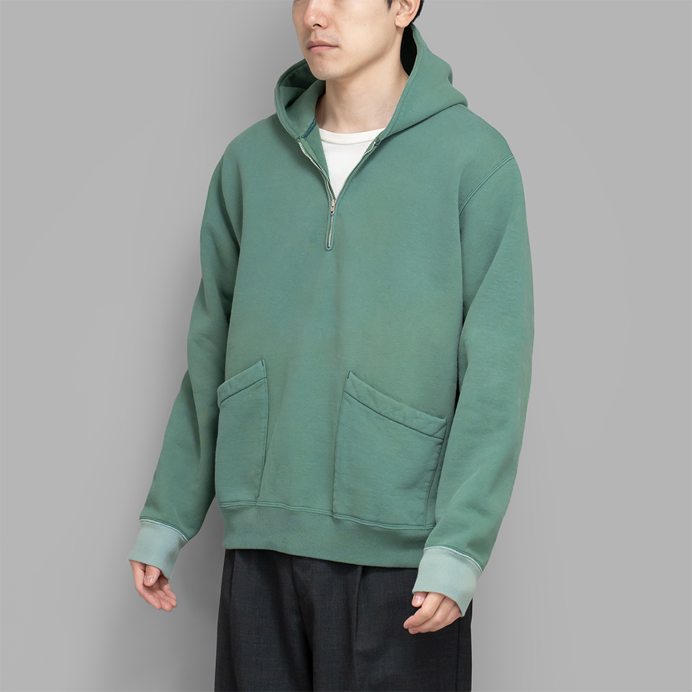 A.PRESSE / Vintage Sailor Hood Half Zip Sweatshirt (Green)