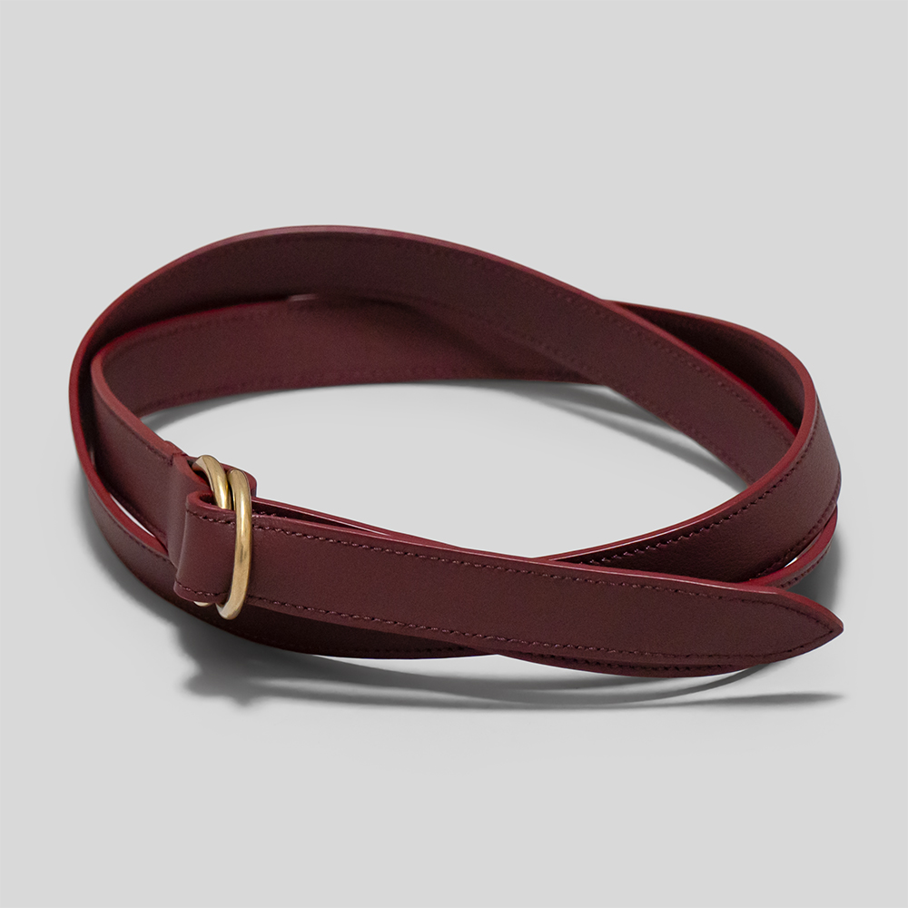 AURALEE / Double Ring Buckle Belt (Burgundy)