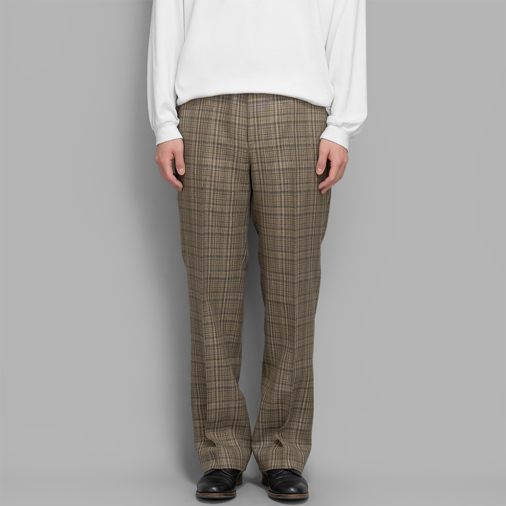 AURALEE / Silk Linen Nep Check Slacks (Dark Brown Check)