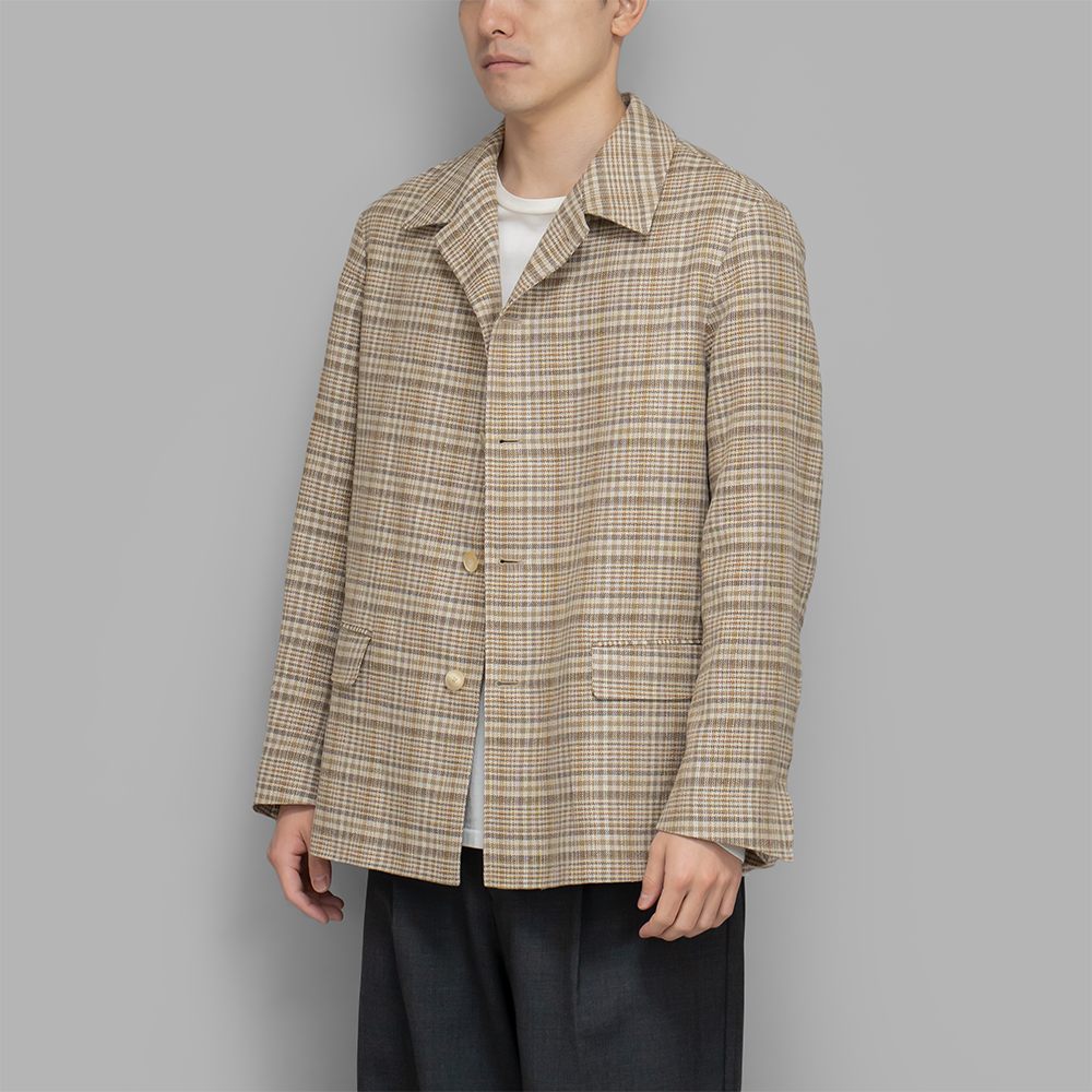 AURALEE / Silk Linen Nep Check Jacket (Ivory Beige Check)