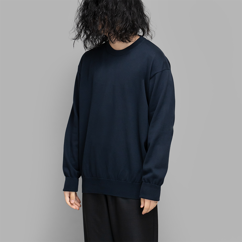 A.PRESSE / Cotton knit L/S T-Shirt (Navy)