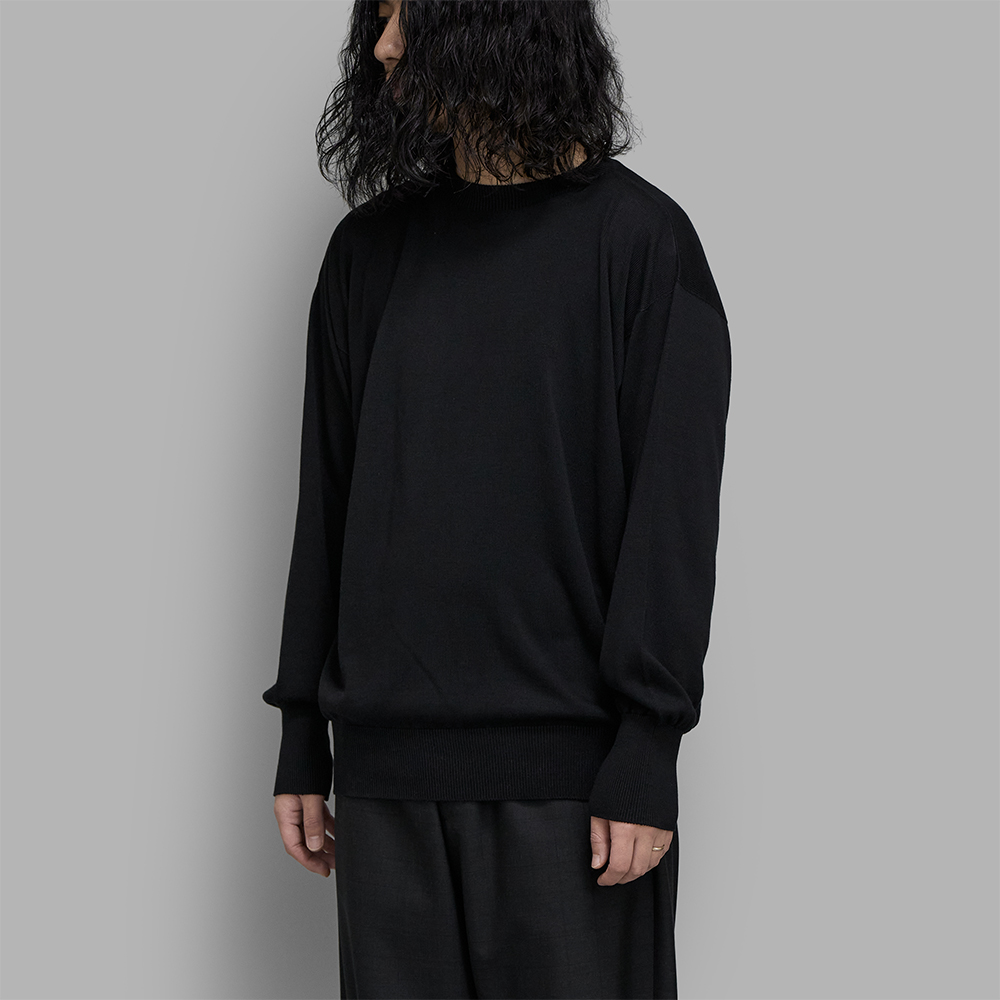 Olde H & Daughter / Silk Plain Stitch Crew L/S (Black)