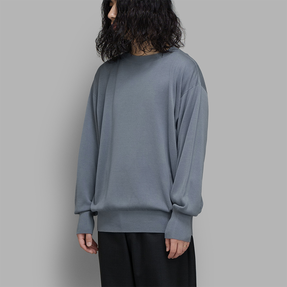 Olde H & Daughter / Silk Plain Stitch Crew L/S (Blue Stone)
