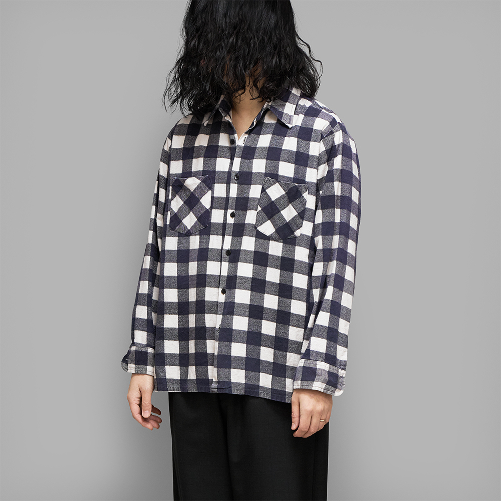 USED / Print Flannel Block Check Shirt