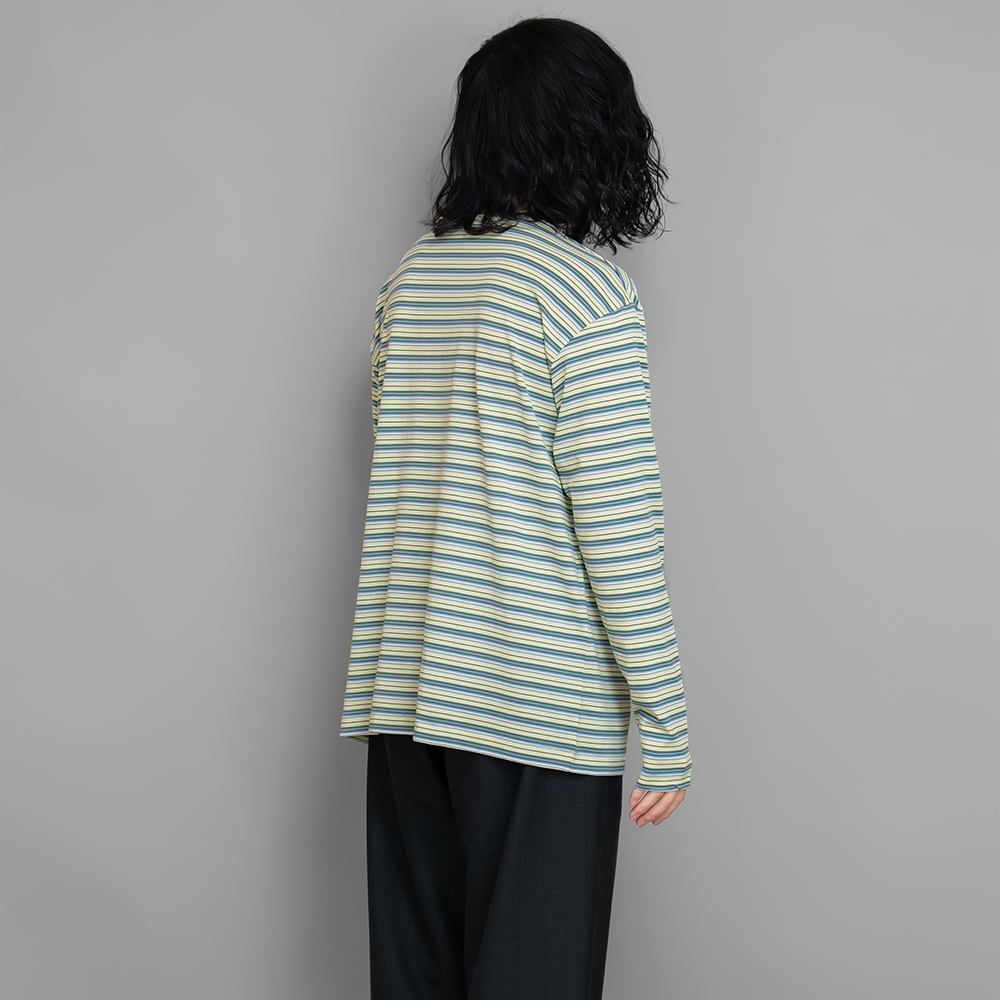 AURALEE / Hard Twist Cotton Border Boat Neck L/S Tee (Light