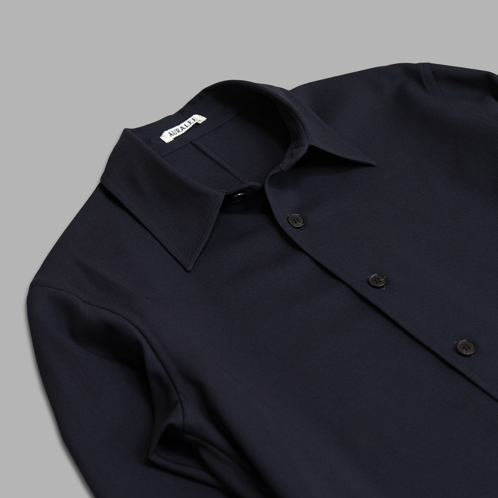 AURALEE / Hard Twist Wool Dobby Shirt (Dark Navy) | twelve