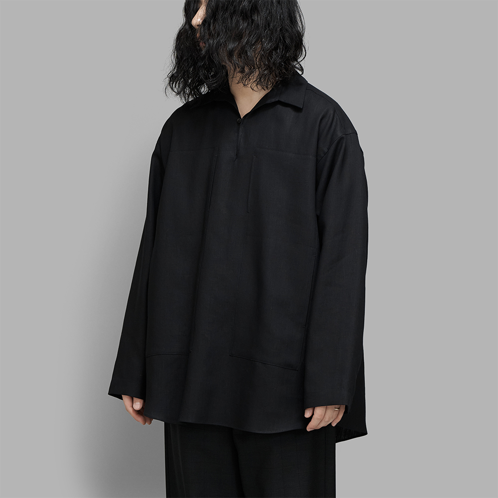 POSTELEGANT / Linen Gathered Pull-Over Shirt