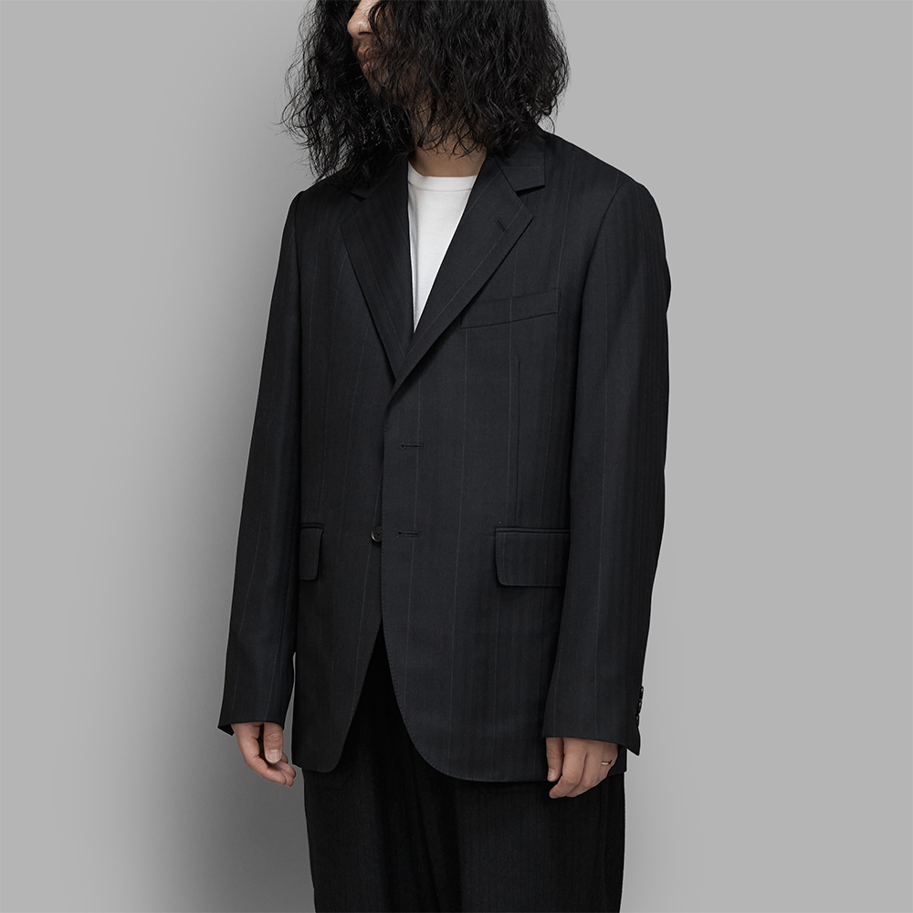 AURALEE / Bluefaced Wool Jacket (Charcoal Navy Stripe)