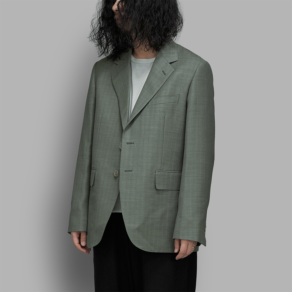 AURALEE / Bluefaced Wool Jacket (Khaki Gray Stripe)