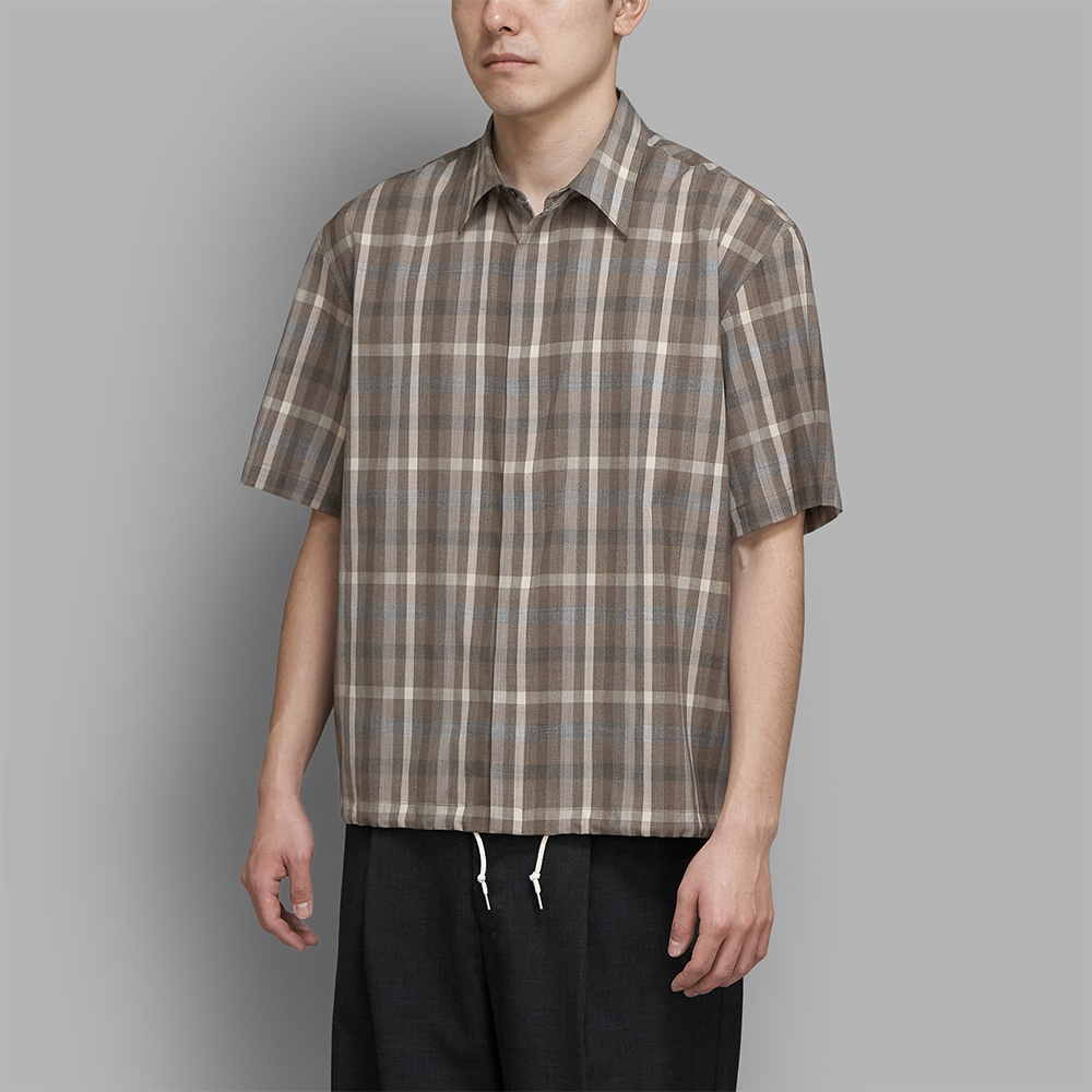 AURALEE / Super Fine Tropical Wool Check Half-Sleeved Shirt