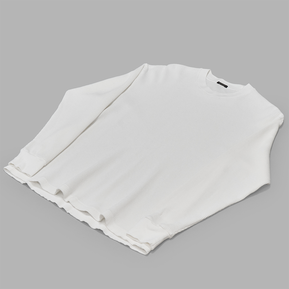 COMOLI / コットンワッフル 長袖Tシャツ (White)