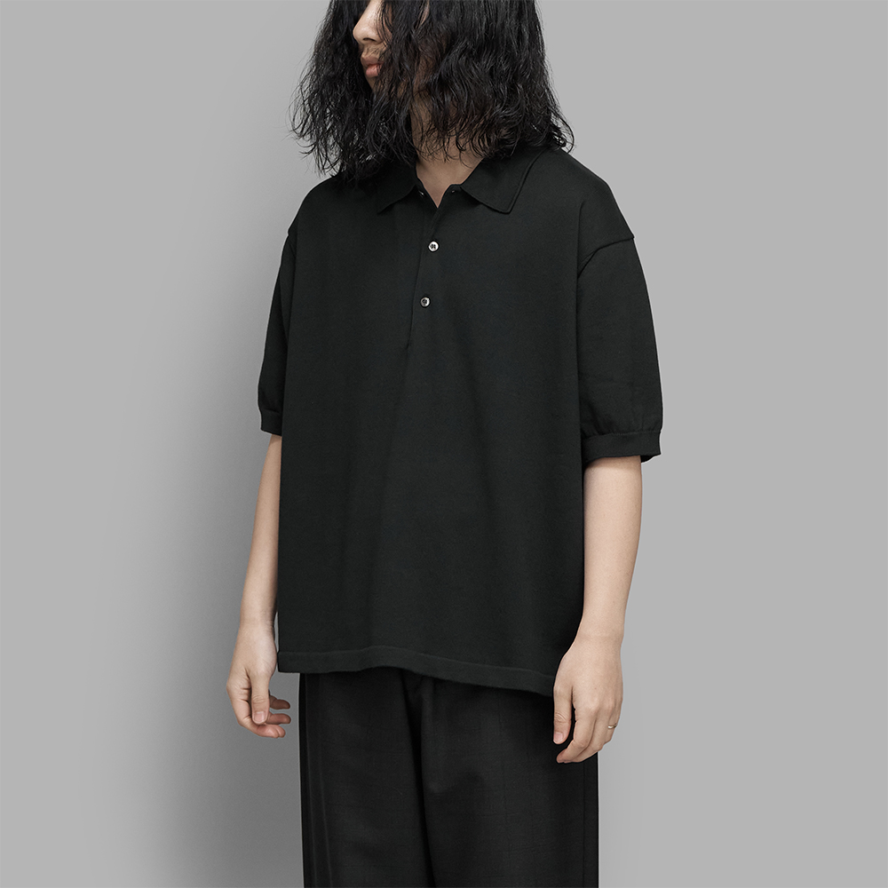 A.PRESSE / Cotton Knit S/S Polo Shirt (Black)