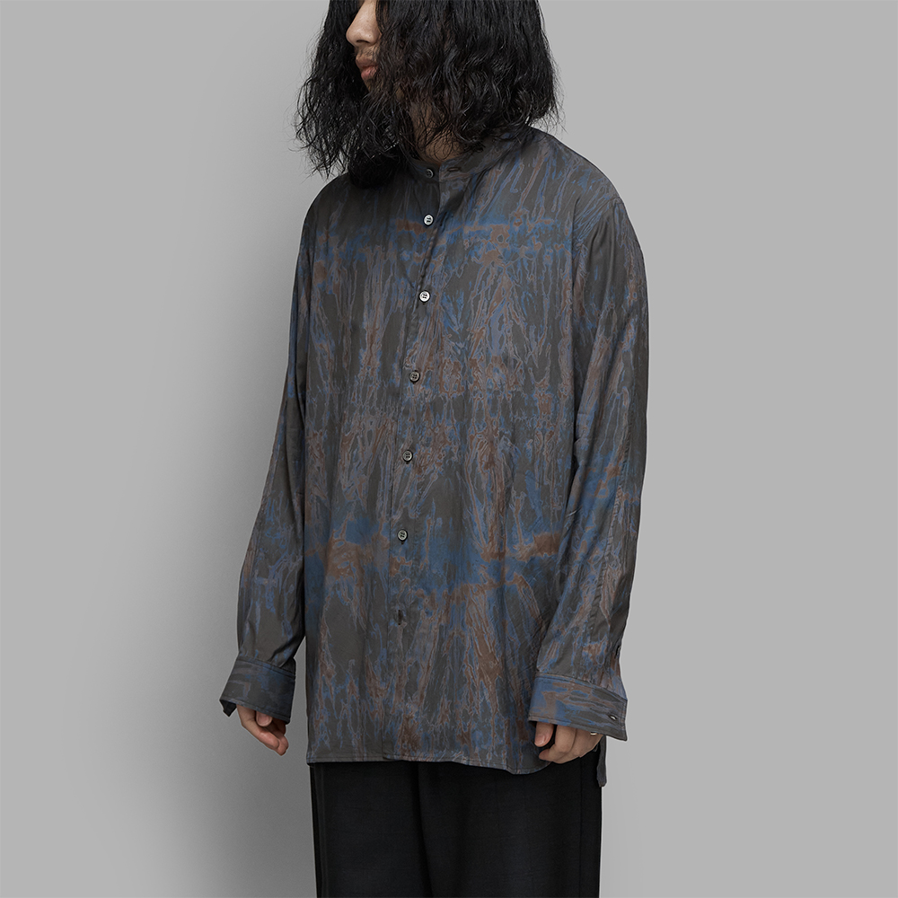 山内 / 流し染めコットンキュプラツイルシャツ (Arimatsu Brown)