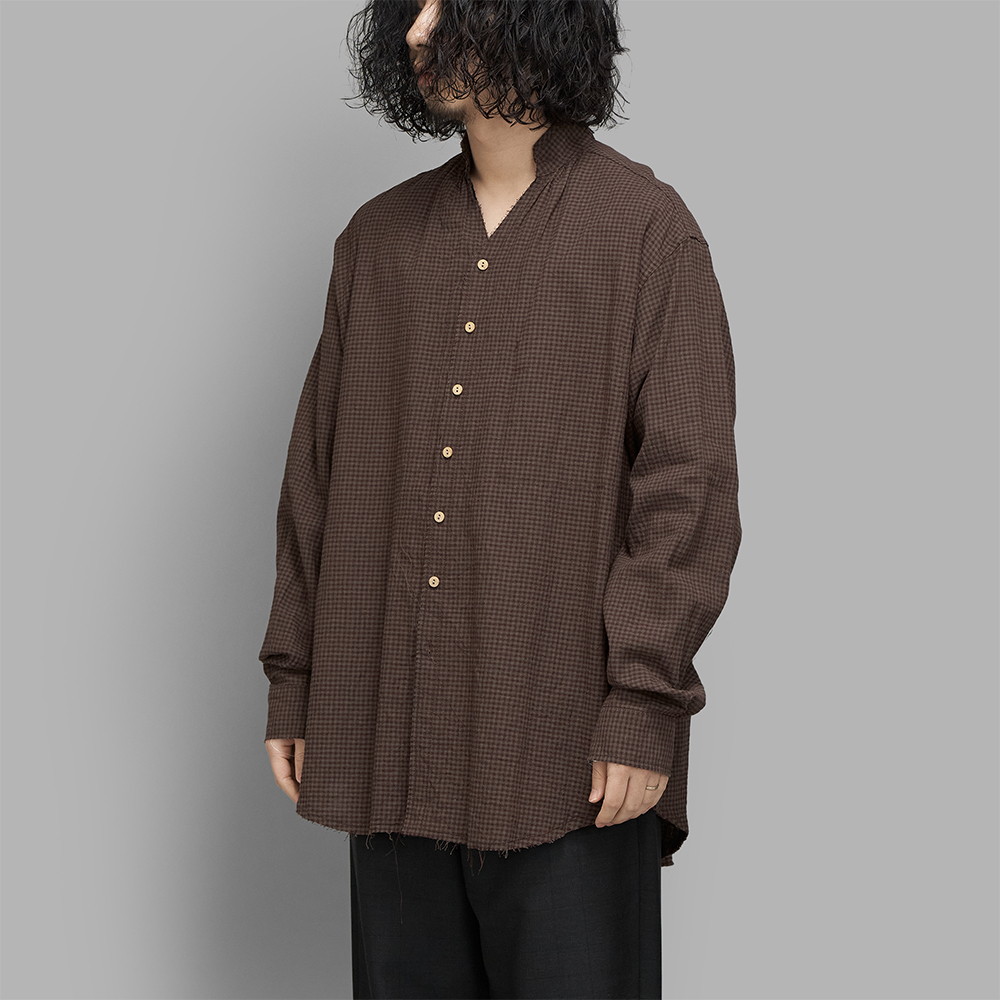 BLACKBIRD / Cut Off Collar Shirt (Check)