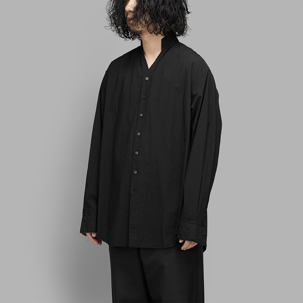 BLACKBIRD / Cut Off Collar Shirt (Black)