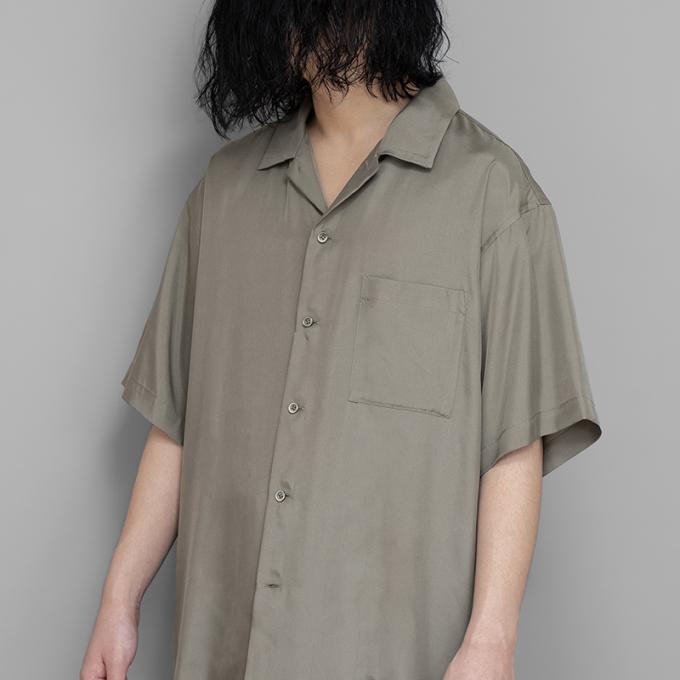 stein / Oversized Cupro Open Collar SS Shirt (G.Khaki)
