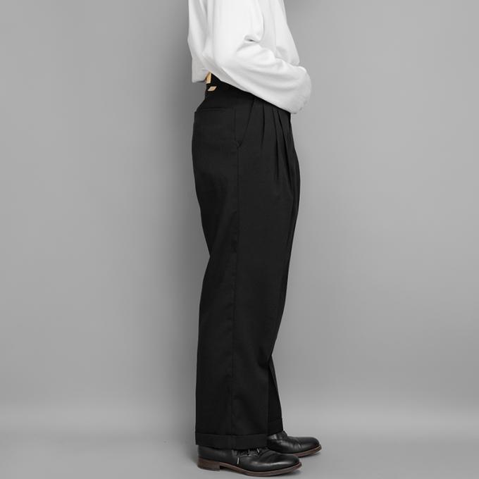 FARAH / Three Tuck Wide Pants (Hopsack-Black) | twelve